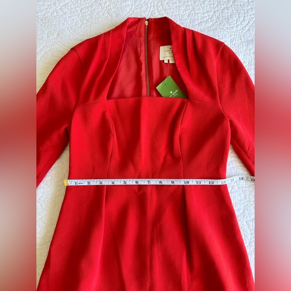 Kate Spade Sheila Red Sheath Dress 3/4 Sleeve Square Neck Holiday Size 2 NWT$398 - Picture 8 of 16